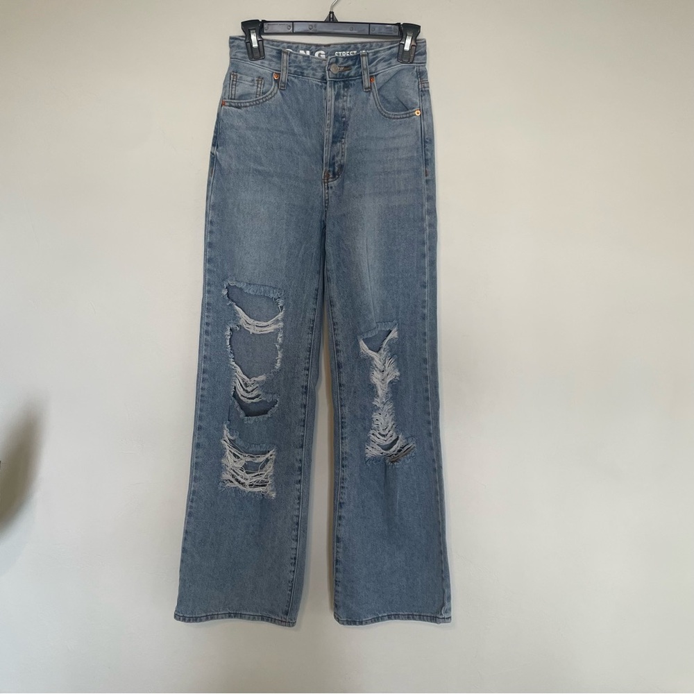 Wide Leg Distressed Jeans